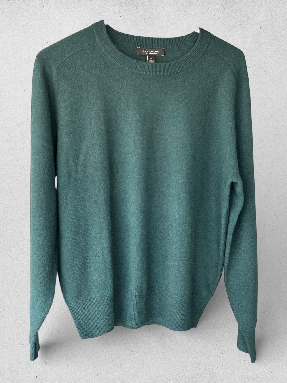 NWT Ann Taylor Cashmere Sweater XL Green Crewneck The Cashmere Collection